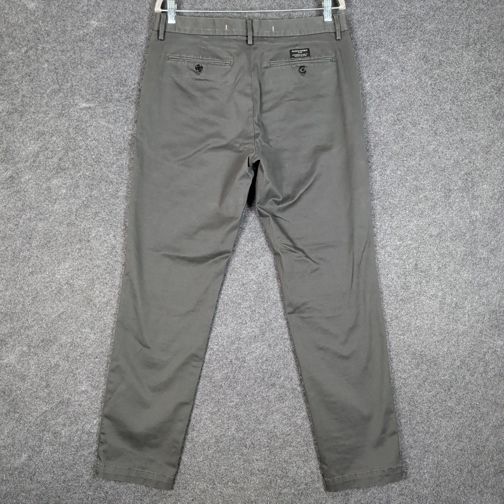 Banana Republic Slim Fit Chinos Mens 33x32 Olive Green Stretch Cotton Pants - Picture 7 of 16